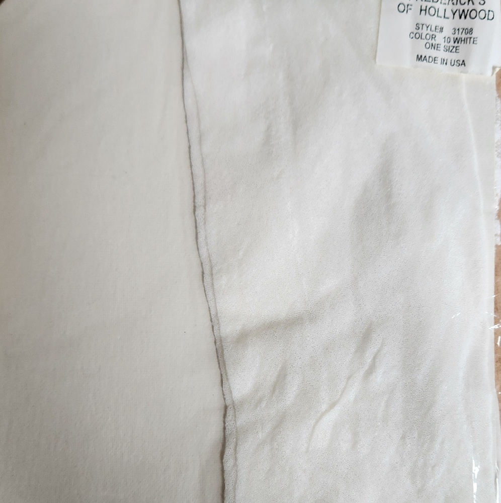 Frederick's of Hollywood White Thigh High Stockings with Lace Trim